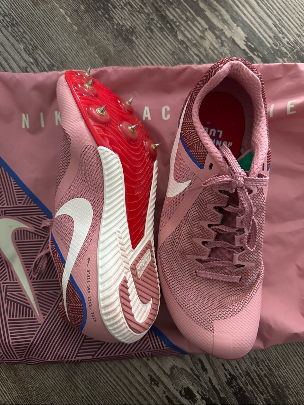Nike Pink Women's Track Spikes with White Swoosh
